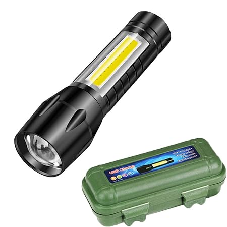 LED مصباح يدوي كشاف صغير يحمل باليد بتقنيةمصباح COB مزود بشاحن بمنفذ USB ومناسب للأماكن الخارجية